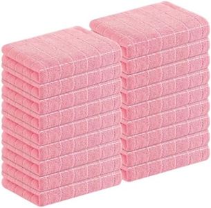 Homaxy 100% Cotton Terry Kitchen Towels(Pink, 13 x 28 inches), Checkered Designed, Soft and Super Absorbent Dish Towels, 18 Pack