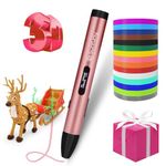 Sunfuny 3D Pen, 3D Printing Pen with OLED Screen 136.4ft 13 Colors PLA+PCL 1.75mm Filament Refills, PLA/ABS/PCL 3 Modes＆5 Speeds, Stylo 3D Printer 3D Crayon Drawing Pencil Gift Kit for Kids Adult,Pink