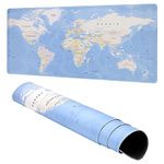 Taylor & Brown World Map XXL Speed Gaming Mouse Pad Large Mouse Mat | 900 x 400mm | Improved Precision and Speed | Rubber Base for Stable Grip on Smooth Surfaces | Non Slip (Blue)