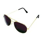 Dark Aviator Sunglasses, Gold, One Size