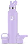 IRON °FLASK Camping & Hiking Hydration Canteens - 3 Lids (Narrow Straw Lid) Leak Proof Vacuum Insulated Stainless Steel - Hot & Cold Double Walled Sports Water Bottle - Lavender, 24 Oz
