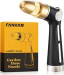 FANHAO Garden Hose Nozzle with High Pressure Jet, 100% Heavy Duty Metal Water Hose Sprayer, Thumb Flow Control, On Off Valve, 4 Spray Patterns for Garden Watering, Car and Pet Washing…