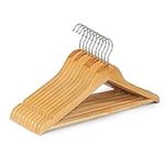 K-one Wooden Coat Clothes Hanger Garment Strong Natural Wood Wardrobe Hanger (10pack)