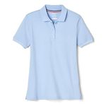 French Toast Women's Teens and Juniors' Short Sleeve Stretch Pique Polo Shirt, Light Blue, Large