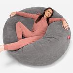 Lounge Pug Giant Bean Bag Sofa, Mega Mammoth, Charcoal Grey, Massive Size Beanbag for 2 Adults, Plush Waffle Texture Pom Pom Fabric