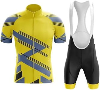 Ropa Ciclismo Hombre Maillot Bici MTB Verano Conjunto Ciclista Manga Corta,Traje Bicicleta Camiseta Ciclo y Culotte Tirantes con 19D Gel Acolchado,Completa Jerseys Transpirable Secado Rápido(7,XXL)