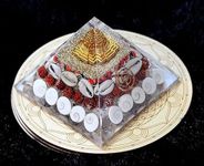 Sixfire Laxmi Pyramid Original Gomati Chakra, Rudraksha, Cowrie Kodi Maha Laxmi Pyramid Large Orgonite Pyramid with Shree Yantra Pooja Vastu Items for Home for Good Luck,Money & Wealth