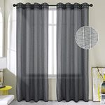 Tony's collection Charcoal Sheer Curtains 63, Fancy Holly Stripe 540D Grommet Top Bathroom Window Laundry Canopy Sitting Room Reading(34x63 Inch, Charcoal, 2 Panels)