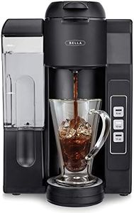 bella Single Serve Coffee Maker, Dual Brew, K-cup Compatible - Ground Coffee Brewer with Removable Water Tank & Adjustable Drip Tray, Perfect for Travel Mug, 800 watts, Black