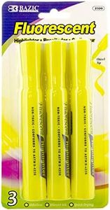 BAZIC Products Highlighter – Yellow Color Chisel Tip Highlighter Set, Desk Style Highlighter Pen for Office, School, and Study Use, Fluorescent Yellow Ink, Smooth Marking, 3 Pcs, 1-Pack