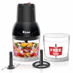 Rico 700ml Electric Chopper| 2 Large Bowls (1 for Normal & 1 for Smelly foods) with 2 Blades (whipper and chopper) | 400W Motor Long Cord | Vegetable Chopper, Cutter, Chop, Mince, Dice, Whisk - Black