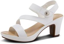 PATRIZIA Spring Step Asymadade Sandals for Women - Low Heel Slip-On Summer Sandals - Ladies Casual Platform Sandal with Hook and Loop, White, 7.5-8