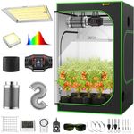 IPOW 4x4 Grow Tent Kit, 48" x 48" x 80" Grow Tent Complete System Indoor Grow Kit with Full Spectrum LED Grow Light, 6” Ventilation System