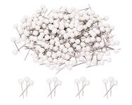 Tupalizy 1/8 Inch Small Round Head Decorative Map Thumb Tacks Push Pins with Steel Point for Bulletin Cork Board Hanging Photos Calendar DIY Craft Project Home School Office Use, 300PCS (White)