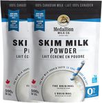 Medallion Brand Skim Milk Powder 500g 2 Pack, Dried Milk from Canada, Free of Antibiotics, No rbST or rBGH