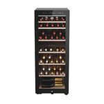 Haier HWS77GDAU1(UK) Freestanding Wine Cooler, 1 door, 77 Bottles, 127cm Tall, Black [Energy Class G]