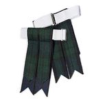 UMAM Kilt Flashes for Men with Heavy Buckle Adjusters, Plain & Tartan Kilt Sock Flashes., Black Watch 008flbu, 00