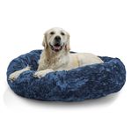 Best Friends by Sheri The Original Calming Donut Cat and Dog Bed in Lux Fur Navy, Large 36x36