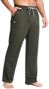 G Gradual Men's Yoga Sweatpants Soft Lounge Casual Pants Open Bottom Stretchy Athletic Sweat Pants with Pockets (Heather Dark Green,XX-Large)