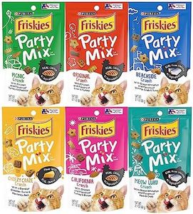 Friskies Party Mix Crunch Variety Pack (6 Fun Flavors 2.1 oz each) - Picnic, Beachside, Cheezy Craze, Original, California Dreamin', and Meow Luau