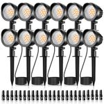 MEIKEE 7W Low Voltage Landscape Lighting, DC/AC 12V-24V Warm White Landscape Lights, 800LM Waterproof Outdoor Garden Spotlights for Path Yard Walkway Decoration (12 Pack with Connectors)