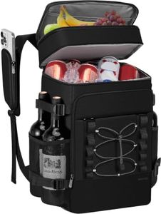 MIYCOO Cooler Backpack - 40 Cans Insulated Backpack Cooler for Men & Women, Portable 2 Leak Proof Compartments Coolers Bag for Beach Travel Picnic Lunch Hiking BBQ Camping, Black, 28L