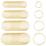 Shapenty 4 Sizes 15mm 20mm 25mm 30mm Brass Round Beading Hoop Earring Open Bezel Pendant Hollow Frame Charms Linking Ring Bulk for Necklace Jewelry Making Women Girl Gift DIY Craft, 80PCS (KC Gold)