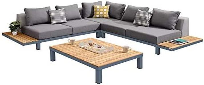 Armen Living Polo Outdoor Set in Dark Grey and Grey Powder Coat Finish