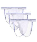 2(x)ist Men's 3-Pack Stretch Core Jock Strap, White/White/White, Medium