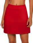 Ekouaer Women Skort for Golf Tennis Gym Running Workout Exercise Hiking Skirts with Underneath Red