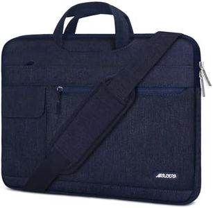 MOSISO Laptop Shoulder Bag Compatible with MacBook Air/Pro,13-13.3 inch Notebook,Compatible with MacBook Pro 14 inch M3 M2 M1 Pro Max 2023-2021,Polyester Flapover Briefcase Sleeve Case, Navy Blue