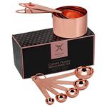 Steelware Central Copper Measuring Cups & Spoons 9pc Set by Steelware Central | Stainless Steel Copper Plated | Rose Gold | Engraved Markings| Stack-able Nesting Baking/Cooking Kitchen Tool