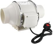 Anesty Inline Bathroom Extractor Fan 100mm/4 Inch, In Line Duct Fan Mixed Flow 220m3/hr - Grow Room Fan Tent Hydroponic Ventilation System