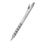 Pentel GraphGear 1000 0.5 Mm Mechanical Drafting Pencil (PG1015) Metal Clip With Retractable Mechanism Dual Metal & Rubber Grip Pack Of 1 Silver & Black