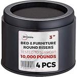 iPrimio Bed and Furniture Risers - 4 Pack Round Elevator up to 3" & Lifts Up to 10,000 LBs - Protect Floors and Surfaces - Durable ABS Plastic and Anti Slip Foam Grip - Non Stackable - Black