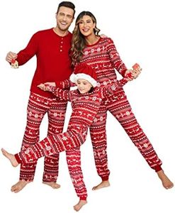 Ekouaer Family Christmas Pajamas Matching Sets Womens Mens Kids Pjs Long Sleeve Sleepwear Holiday Lounge Sets Red 140