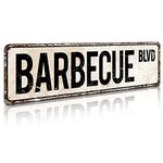 SOYAVE Barbecue Blvd Street Sign, Barbecue Sign Barbecue Decor Barbecue Lover Gift, Vintage Wall Decor for Home/Garden/Kitchen, Novelty Metal Signs 4"x16"