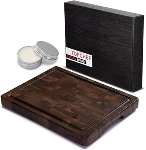TOPCHEF Walnut End Grain - Cutting Board for Kitchen (1.5” Thick) Chopping Board with Non-Slip Feet, Juice Groove, Conditioned with Beeswax (16”X12”X1.5”)