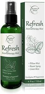 Refresh Aromatherapy Room Spray & Pillow Mist. Peppermint & Eucalyptus Essential Oil Spray, Linen Mist, Natural Car Air Freshener Bathroom Freshener & Closet Deodorizer by Brookethorne Naturals