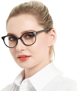 OCCI CHIARI Women Stylish Round Reading Glasses for Reader 00 100 125 150 175 200 225 250 275 300 350 400 500 600 (Black 150