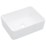 'vidaXL Ceramic Wash Basin - White Glossy Finish Sink for Bathroom/Washroom/Cloakroom - Compact and Easy to Clean - Above Counter Installation - 40x30x13 cm