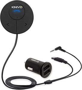 Kinivo BTC480 Bluetooth Car Kit Hands-Free Calling & Music Streaming for Cars with 3.5mm Aux Input, Magnetic Mount, Dual Port 2.1A USB Charger, Multi-Point Connectivity