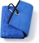 Mile High Life | Tri-fold Microfiber Golf Towel | Innovative Dual Side Design w/Dirt Scrub Side and Soft Cleaning Side | Light Weight | Excellent Water Absorbance | Please Watch Video (Blue/Black)