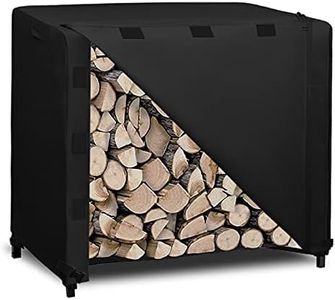 Easy-Going 4 Feet Outdoor Log Rack Cover Durable Waterproof Weatherproof Firewood Cover with Openable Front Flap, Cover ONLY (48"x24"x41", Black)