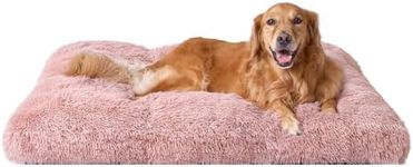 EHEYCIGA Fluffy Dog Crate Bed for Extra Large Dogs, Plush Faux Fur Dog Crate Pad, Calming Anti Anxiety XL Dog Bed for Crate, Washable Soft Warm Dog Crate Mat with Non-Slip Bottom, Pink