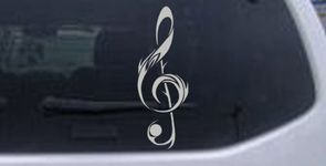 3in X 8.1in Silver -- Music Note Car Window Wall Laptop Decal Sticker