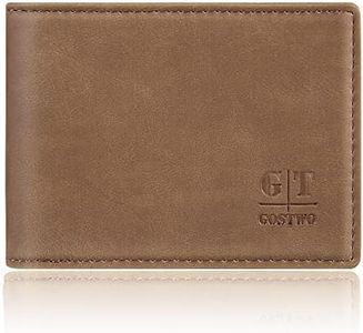 Gostwo Slim Wallet for Men Minimalist Leather ID Window Front Pocket Bifold Wallet