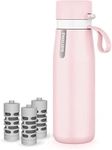 PHILIPS Insulated Stainless Steel Filtered Water Bottle with 3 Philips GoZero Everyday Tap Water Filters BPA Free Transform Tap Water into Healthy Tastier Water Keep Drink Hot/Cold, 18.6 oz, Pink