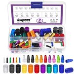 Swpeet 64Pcs 3 Styles Bike Cable End Caps Assortment Kit, Multi Color Anodized Aluminum Alloy Cycling Valve Cap Adapter Cap Bicycle Bike Tire Caps for Bicycle Bike Tire Caps