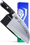 DALSTRONG Serbian Chef Knife - 7.5 inch - Gladiator Series Elite - German HC Steel - Meat Cleaver Knife - Hammered Blade Finish - Razor Sharp Kitchen Knife - G10 Handle - w/Sheath - NSF Certified